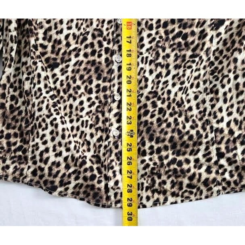 Sami & Jo Animal‎ Print Leopard Shirt Jacket Women XL Roll Tab Sleeve - Picture 7 of 7